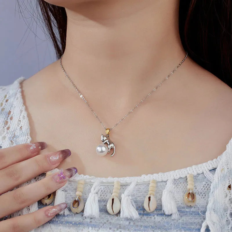 925 sterling silver clavicle chain necklace with electroplated finish and optional pearl bead decoration