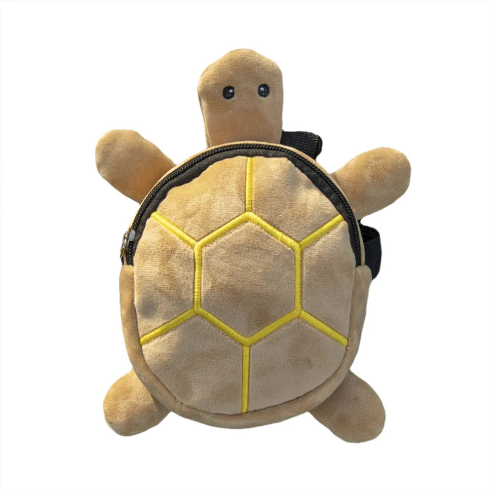 Turtle-shaped dog backpack harness carrier with metal zipper in velvet material