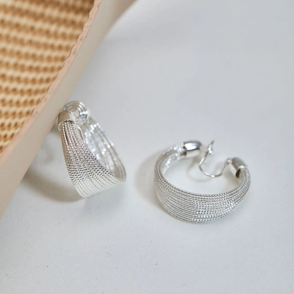 Multi-layer simple bracelet earrings geometric design silver gold electroplated copper earring set