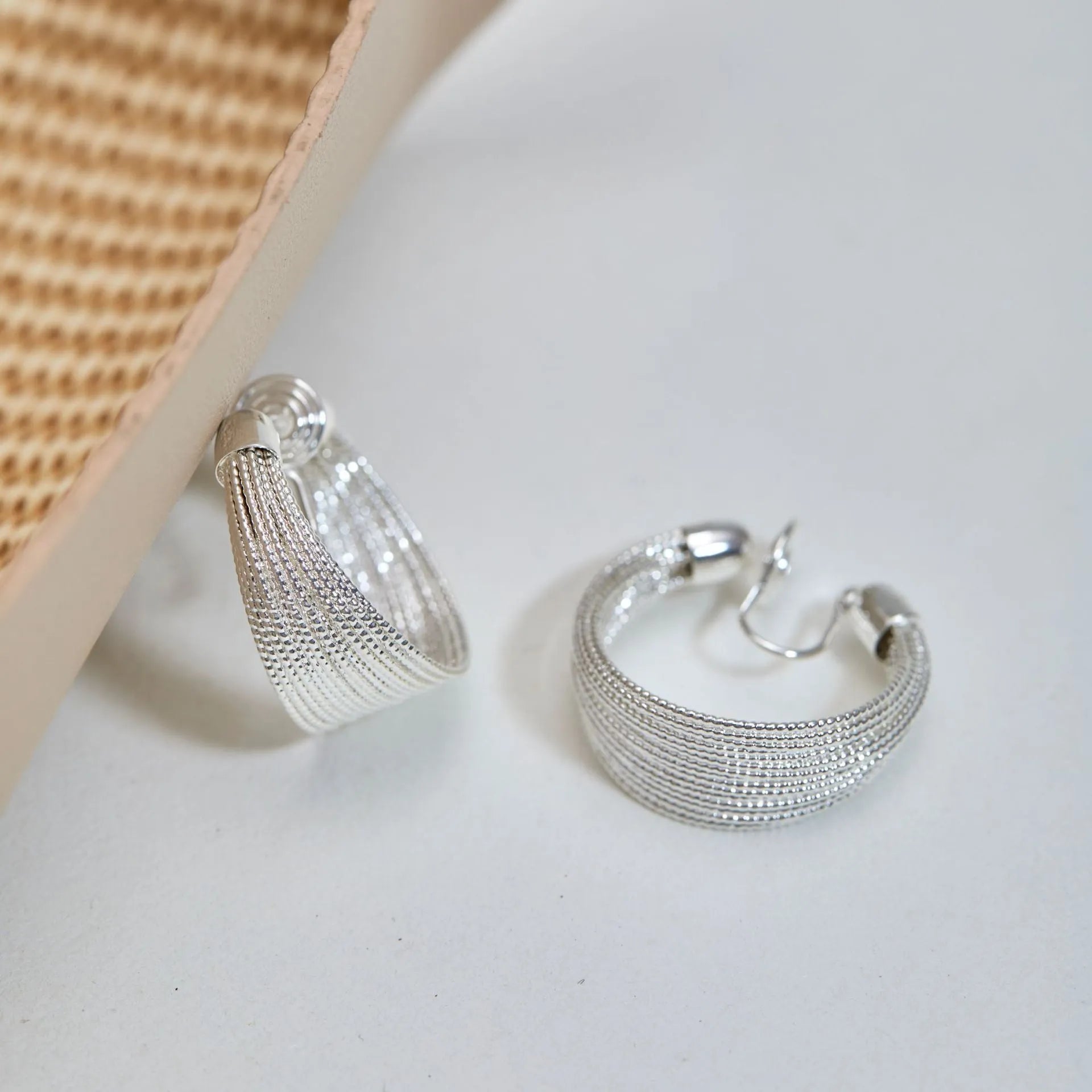 Multi-layer simple bracelet earrings geometric design silver gold electroplated copper earring set