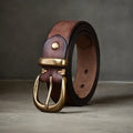 Genuine cowhide men's belt with copper buckle in black, brown, or khaki.