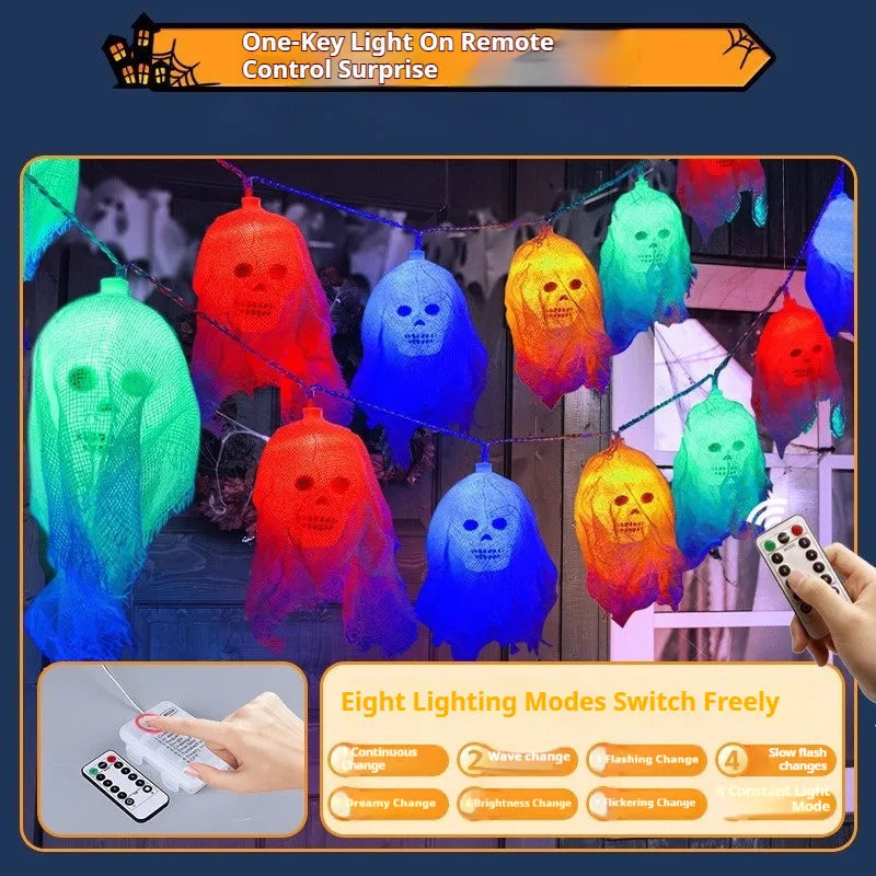 Halloween coloured battery-powered LED string lights for indoor wall decoration
