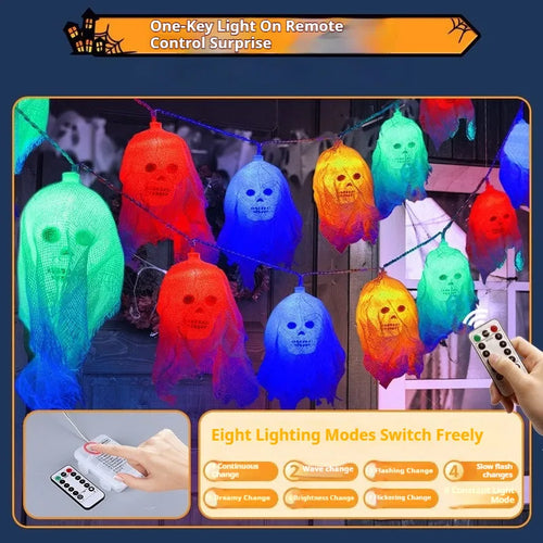Halloween coloured battery-powered LED string lights for indoor wall decoration