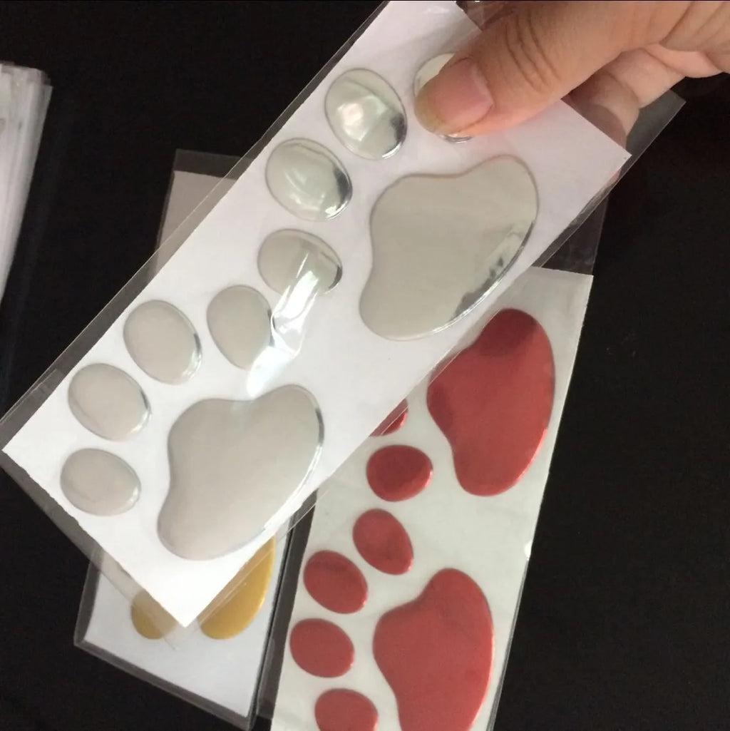 PVC car sticker with dog footprints in hand-shaped brush design for bumper scratch concealment