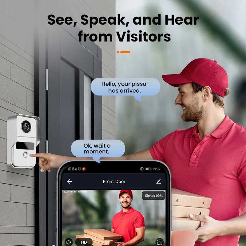 10-inch video intercom doorbell system with outdoor camera unit and colour display