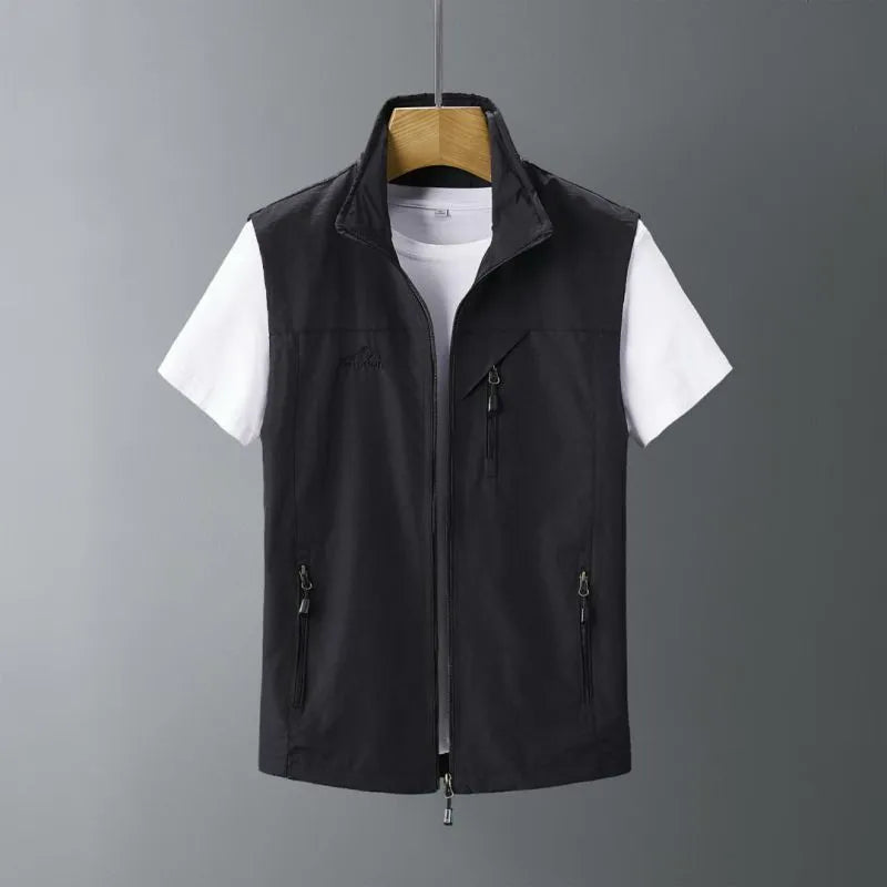 Men's slim fit rabbit fur waistcoat vest with a hood in army green colour.