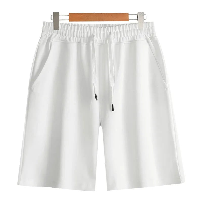 Cotton sports shorts with straight-leg cut available in multiple colours and sizes including extended fits