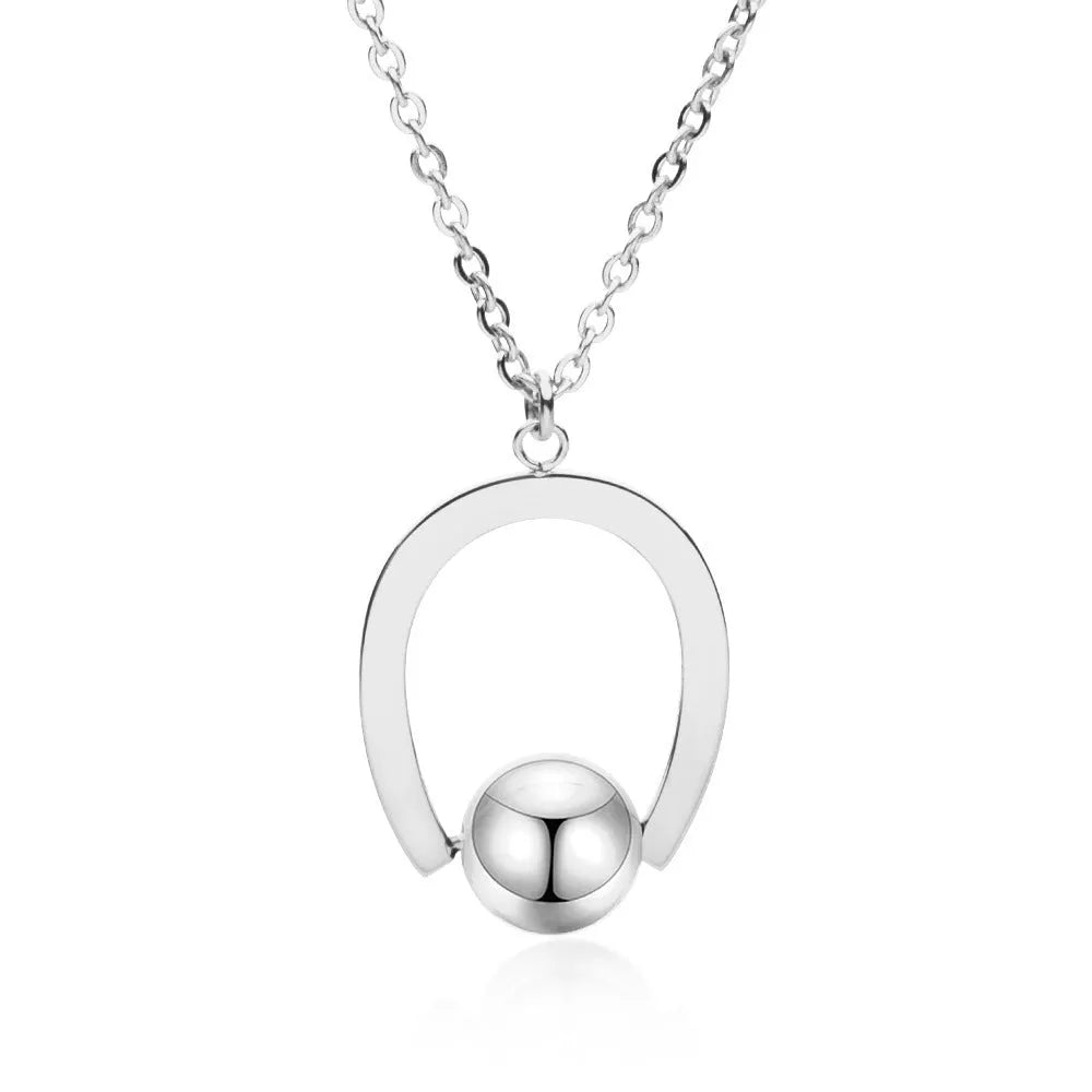 Adjustable stainless steel necklace with cross chain and geometric pendant in gold or silver finish
