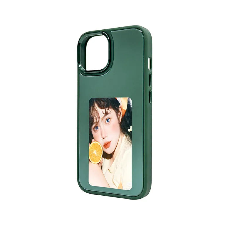NFC E-ink screen bracket phone case for iPhone Pro Max in green, pink, or black.