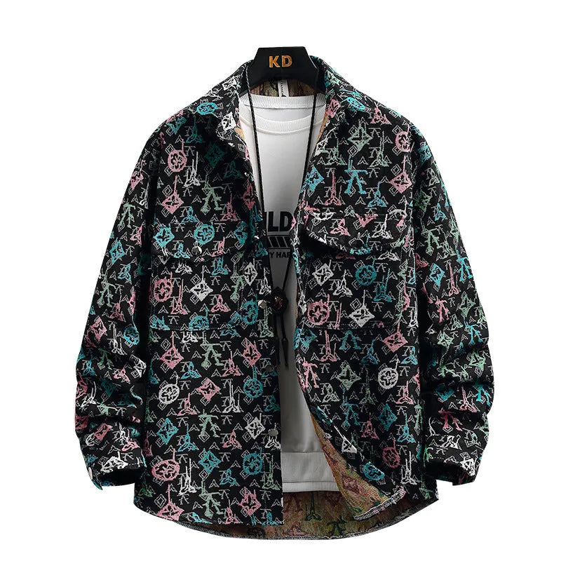 Women's casual lapel shirt coat in a colour option, showing long sleeves and straight hem design.