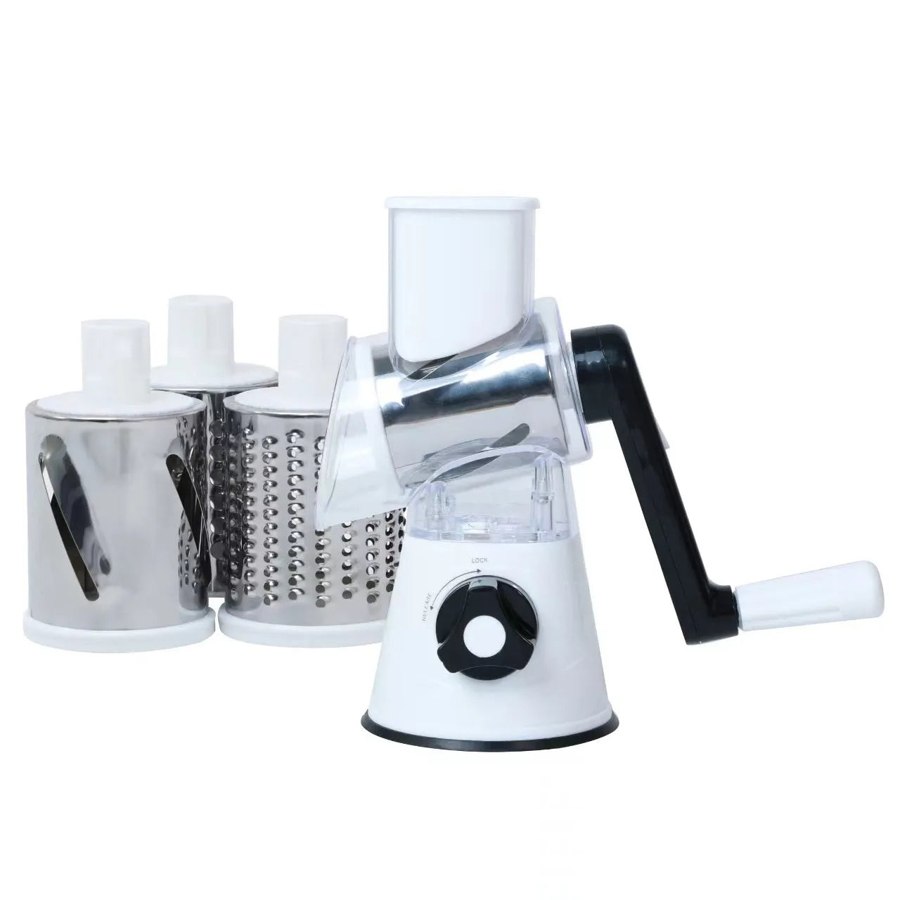 Multifunction vegetable chopper with suction cup base in kitchen setting
