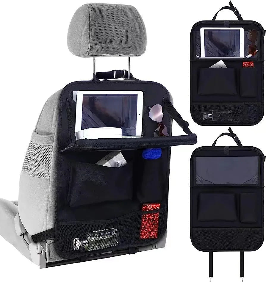 Black Oxford cloth car seat back storage bag measuring 42x30 cm with hanging design for vehicle organisation