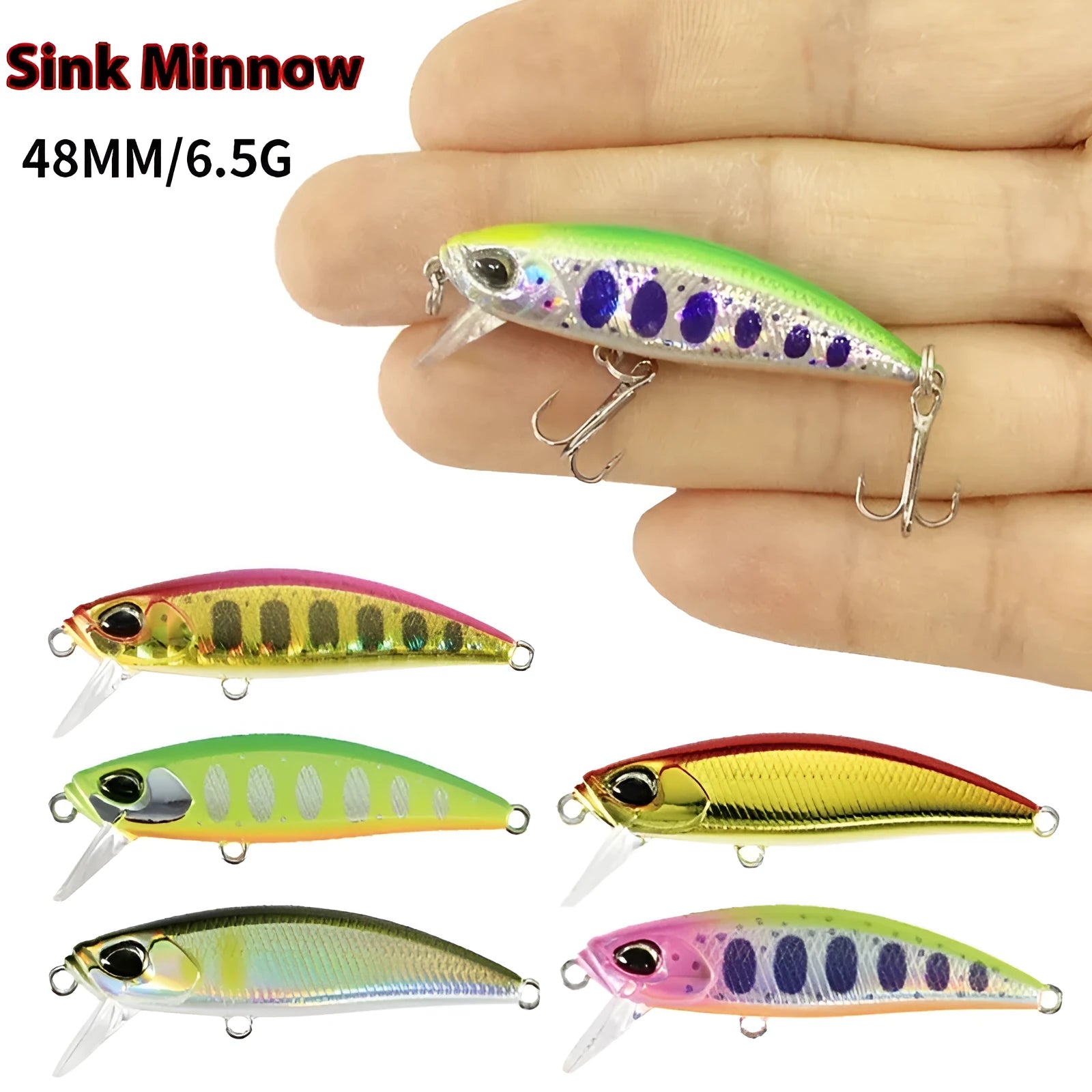 Japanese submerged mino fishing lure 48mm length for mandarin fish and snakehead in multiple colour options