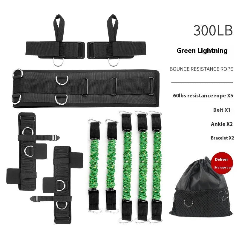 Fitness bounce chest expander elastic training belt with colour-coded resistance sleeves