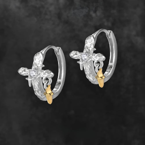 925 silver geometric cross earrings with white gold colour electroplating for women