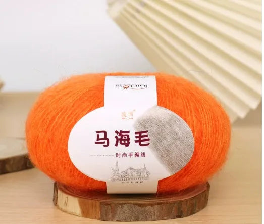 Hand-woven mohair wool ball for DIY scarf knitting projects in multiple colour options