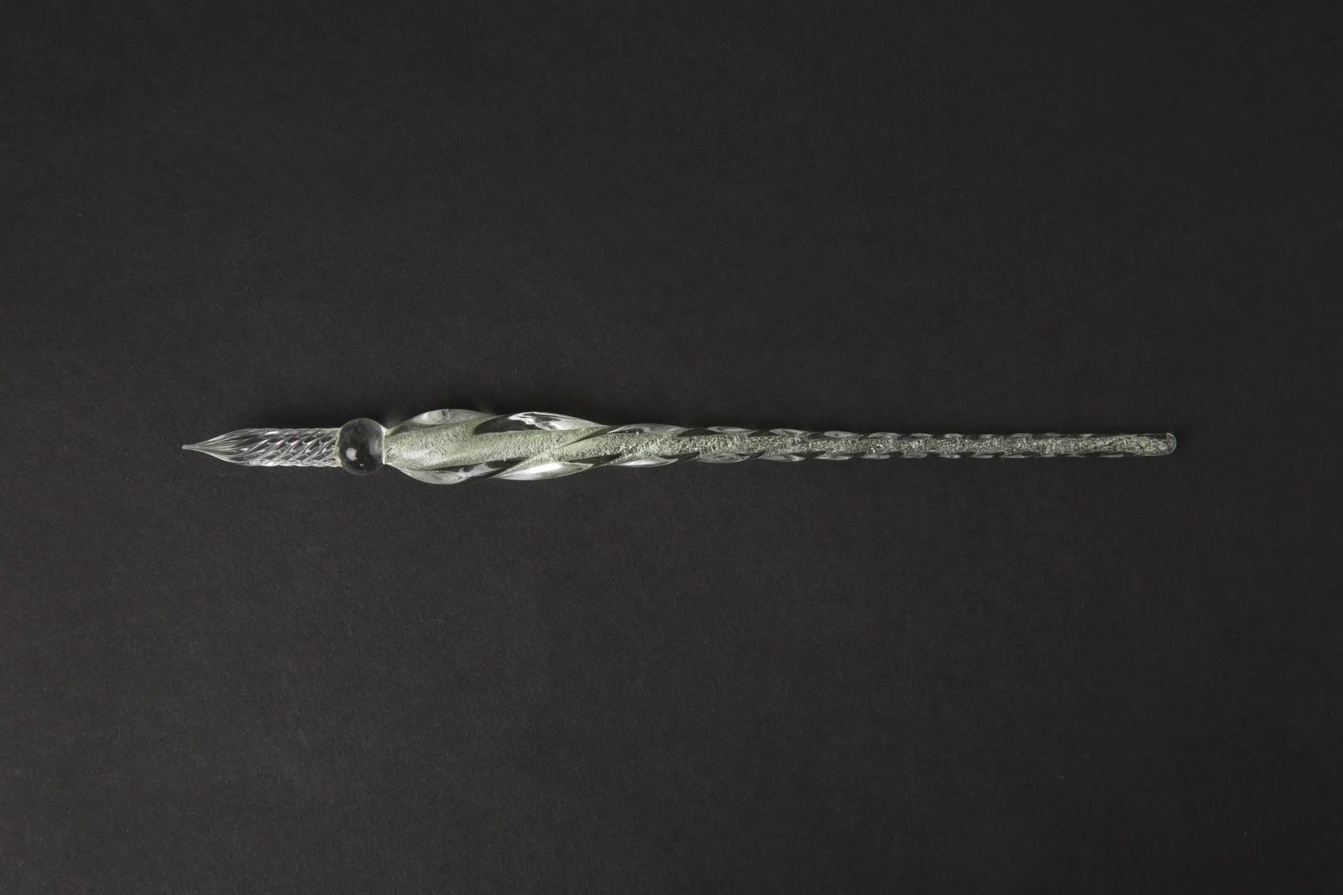 Transparent hand-blown glass crystal pen with coloured ink art effect in choice of 13 colours.