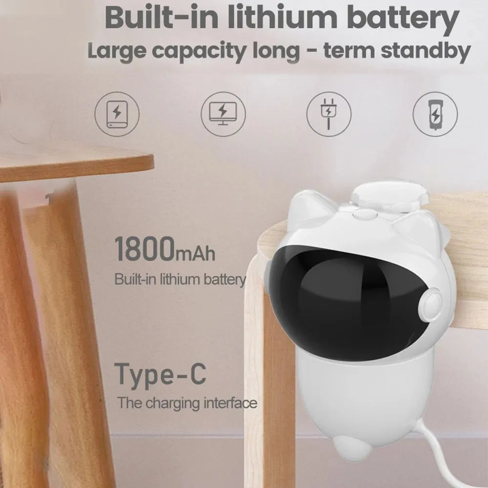 White ABS intelligent cat laser toy with automatic random moving red dot