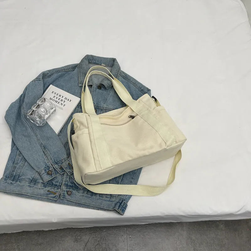 Large capacity polyester shoulder bag for women with internal mobile phone pocket