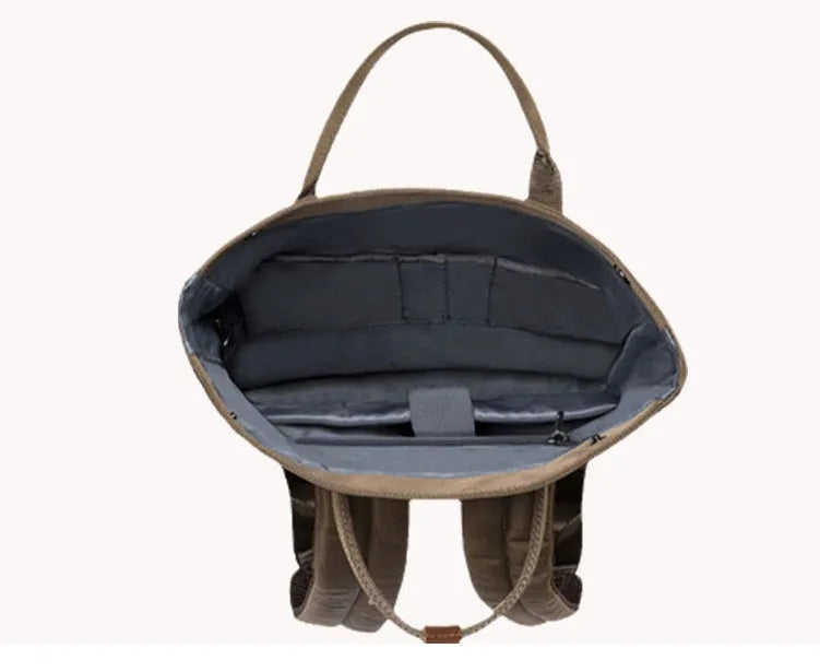 Polyester casual backpack showing internal computer pocket and cover opening mechanism