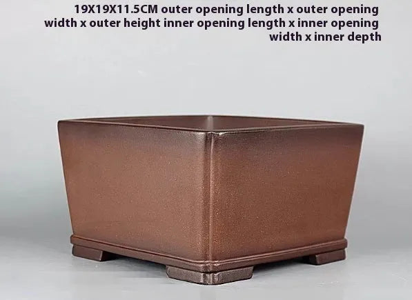 Brown handmade purple clay classical flower pot with antique style measuring 19cm