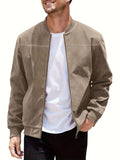 Men's plus size suede casual jacket in Army Green with zipper closure and regular fit.