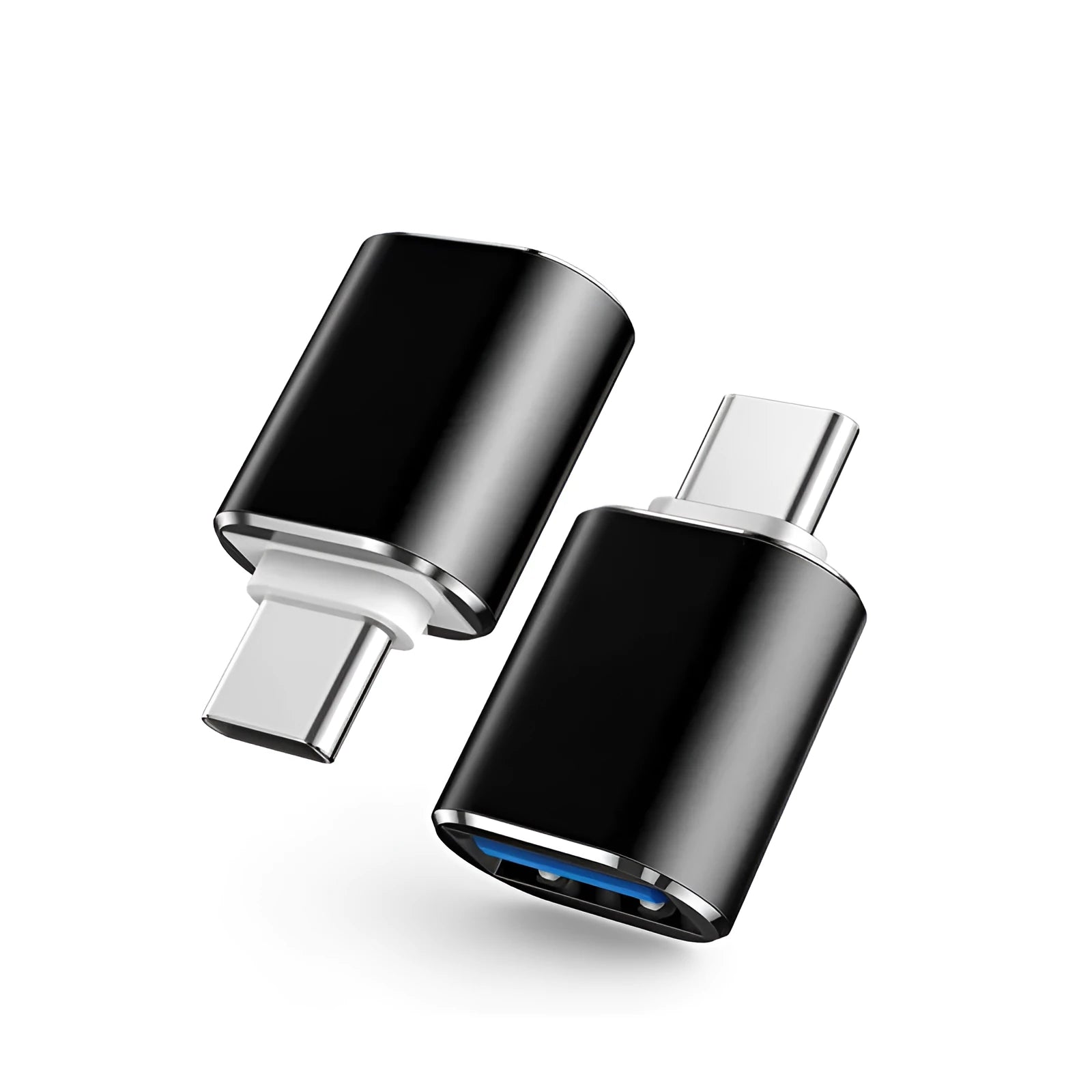 Type-C OTG adapter showing USB-A female port and Type-C male connector in available colour options