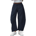 Loose cropped sweatpants with elastic drawstring waist and side pockets in cotton fabric