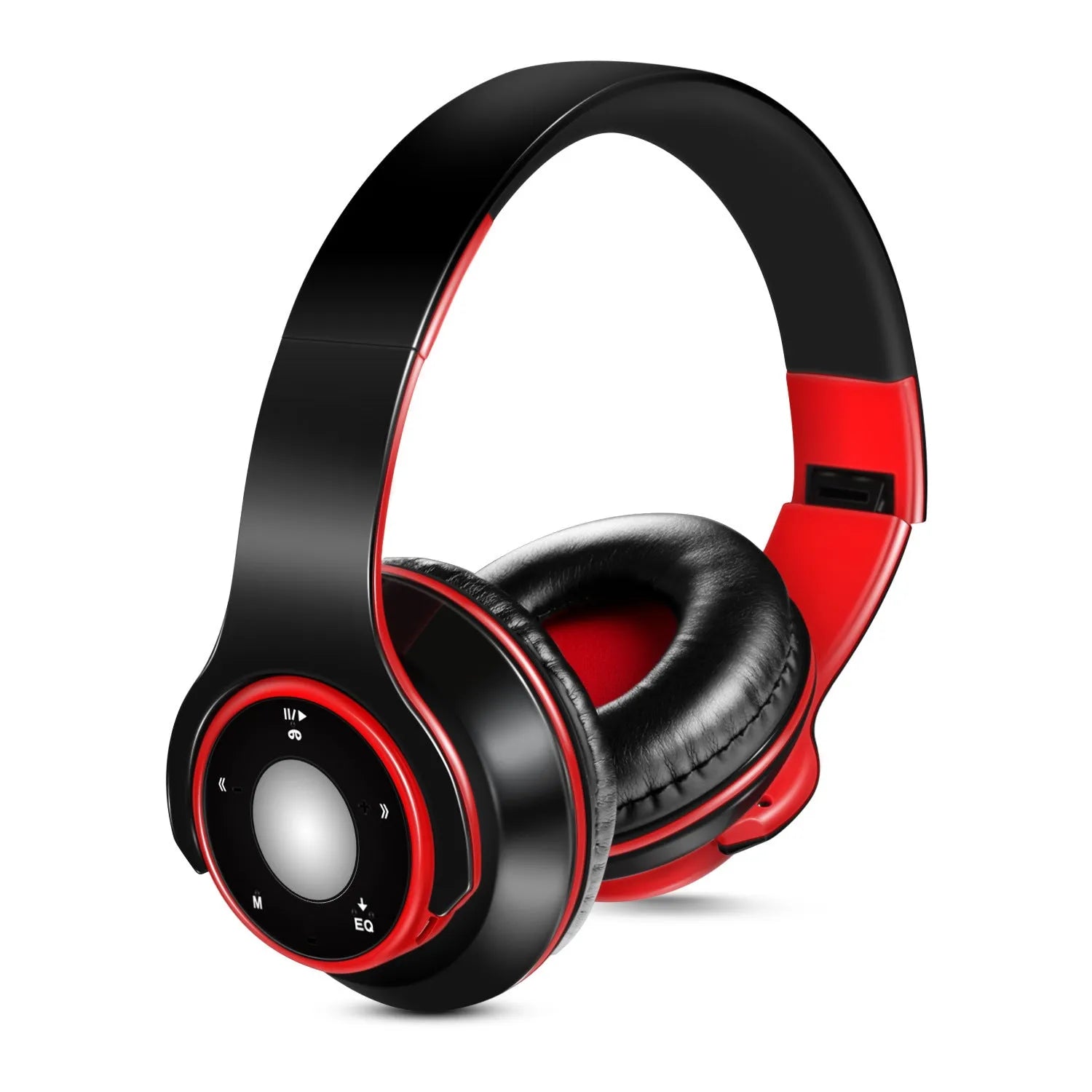 Blue, red, and rose red foldable wireless Bluetooth headset with adjustable hinges and MP3 support