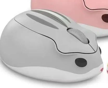 Hamster wireless Bluetooth silent mouse in yellow, pink and grey colour options showing compact design