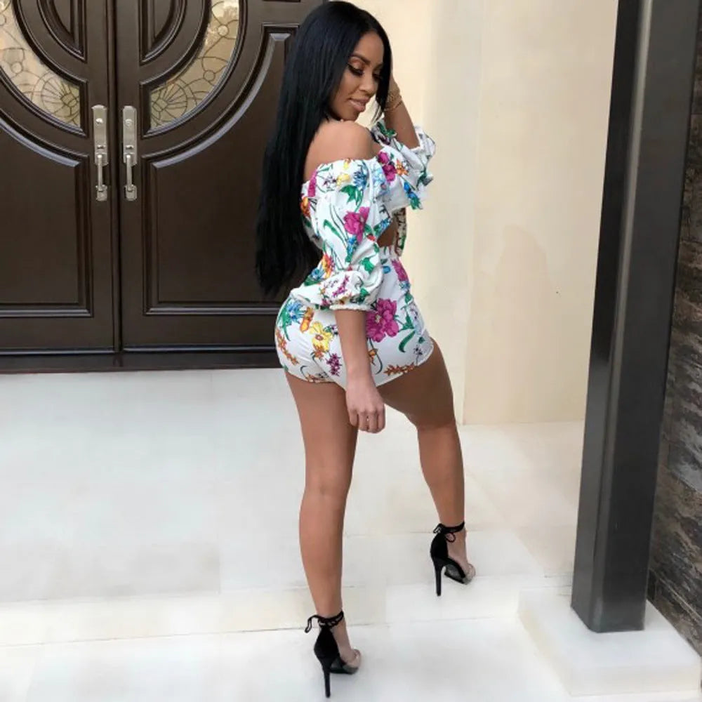Multicolour digitally printed women's two-piece lounge set with pile sleeves and shorts.