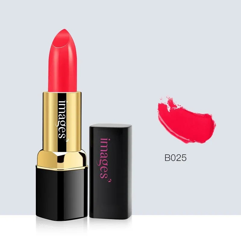 Lipstick lip gloss hybrid stick in 10 colours including coral red and baby pink, 3.8g net weight.