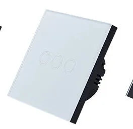 Type 86 tempered glass touch light switch for wall mounting in black, gold, or white.