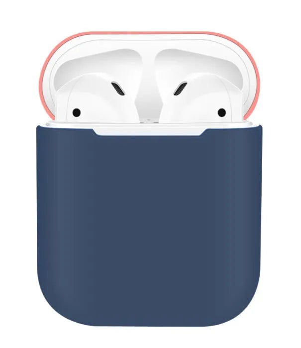 Silicone protective cover for Apple AirPods charging case, split design, solid colour, simple style