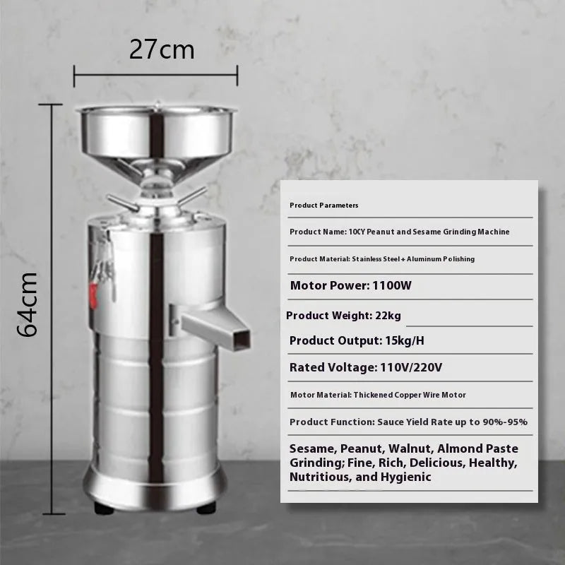 Small stainless steel electric sesame paste grinding machine with 100mm wheel