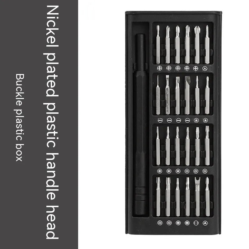 24-in-1 precision magnetic screwdriver repair kit with bits, aluminium and plastic handles.