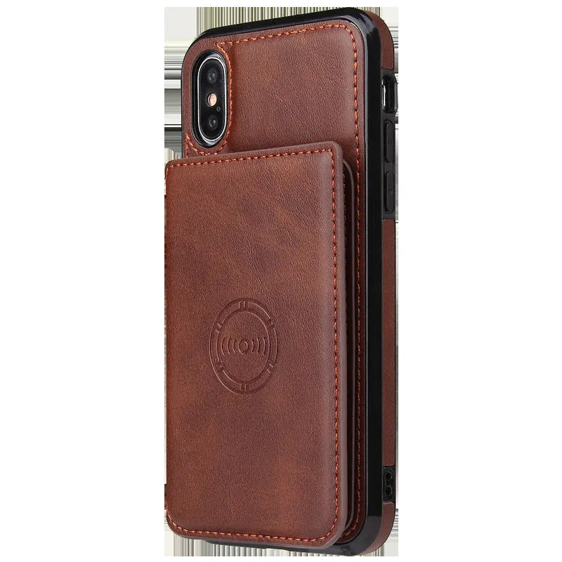 iPhone 11 card wallet case in imitation leather showing card slots on back cover