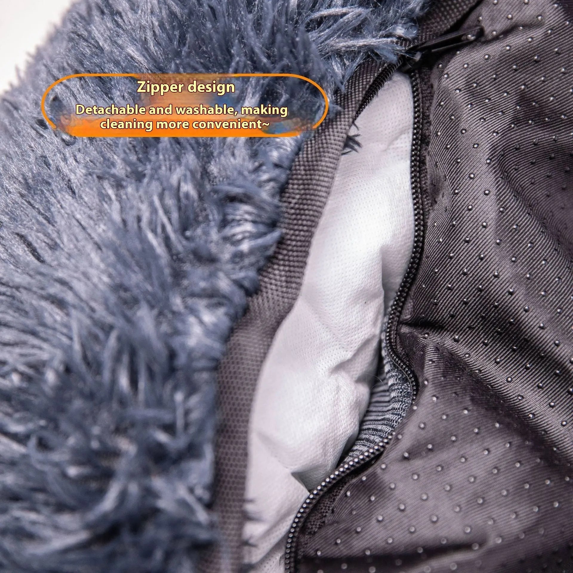 Beige and dark grey thick cloth pet mats for car seats, shown in two different sizes.