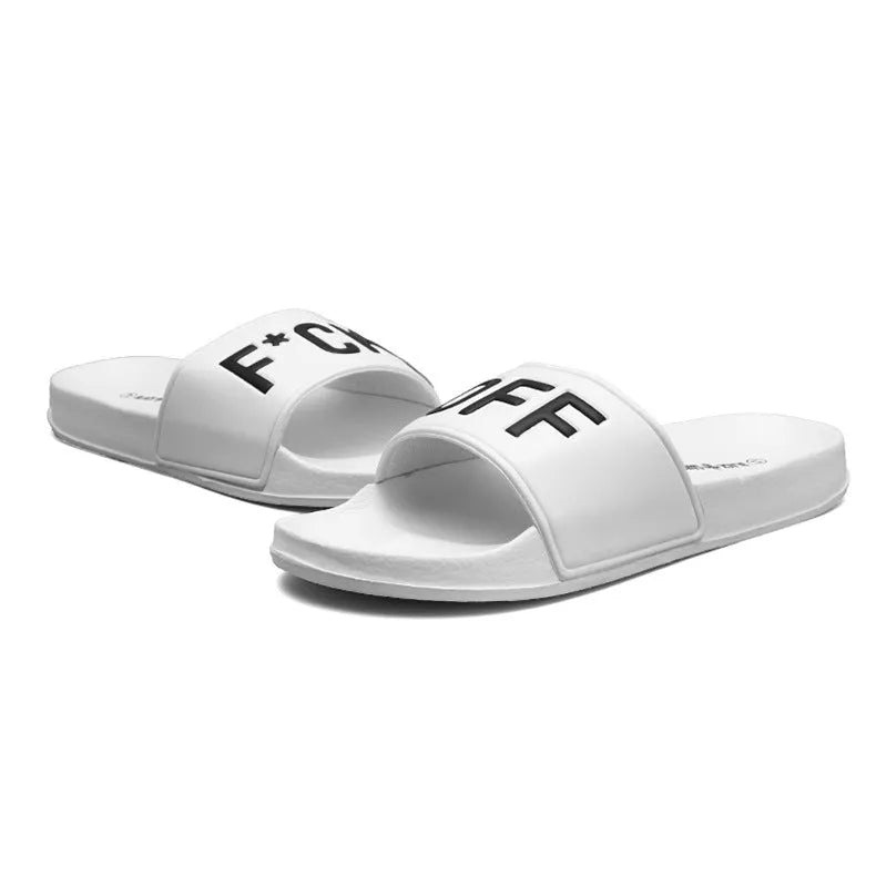 Personalised large-size men's open-toe slippers with rubber soles in black and white
