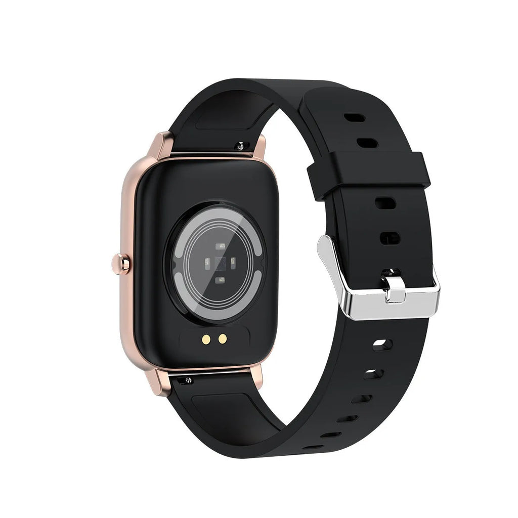 H80 Fashion Sports Smart Watch with black silicone strap and 1.69-inch touch screen displaying heart rate data.