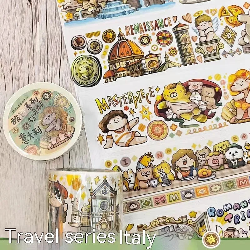 Haemorrhoid tape packaging stickers with cute cartoon characters printed on Japanese paper