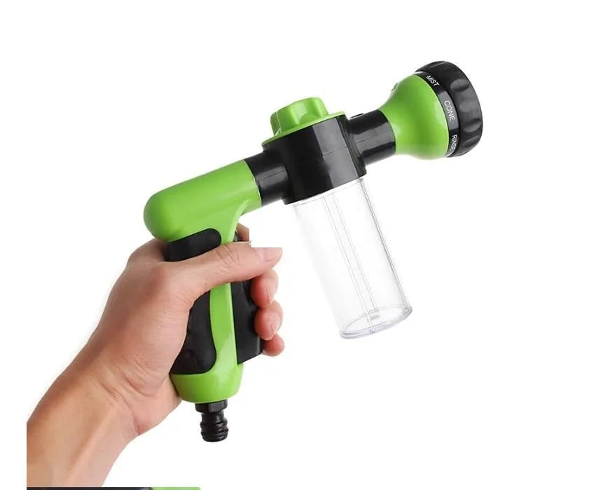 Green high pressure foam spray gun with adjustable nozzle for car washing and garden watering