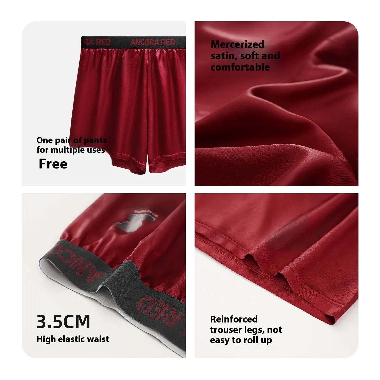 Men's solid colour boxer briefs in black, red, blue, silver, purple, and brown on a mid-waist fit.