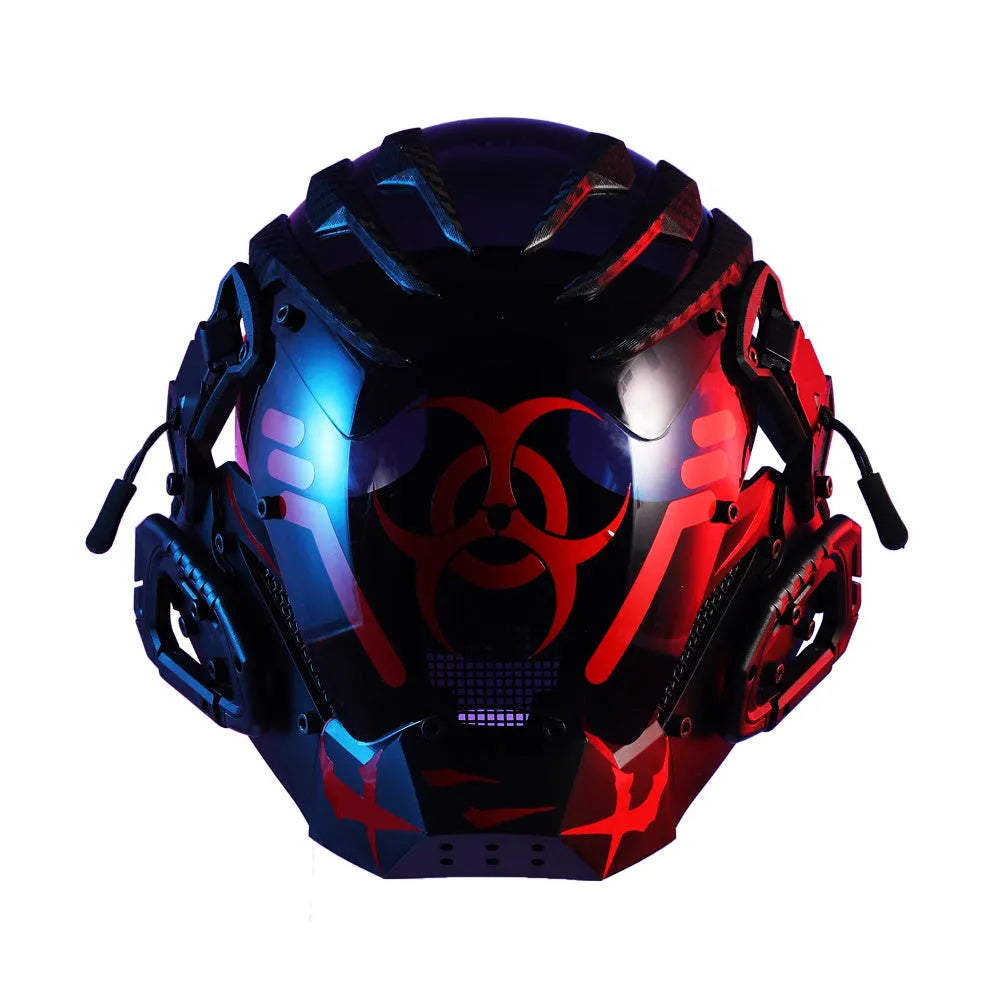 Black full face sci-fi prop helmet with tech creative design, model CYBER04