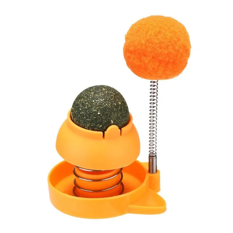 55mm cat toy with music mint ball for self-licking action and dental cleaning in blue, orange, or pink colours