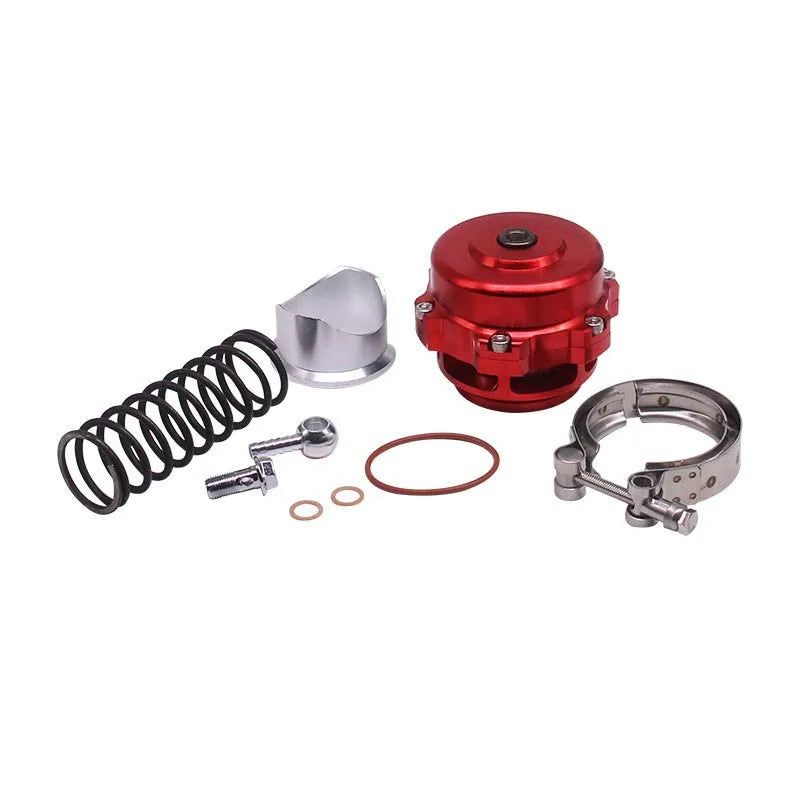 Aluminium alloy automotive pressure relief valve measuring 50mm, shown in a choice of colours.