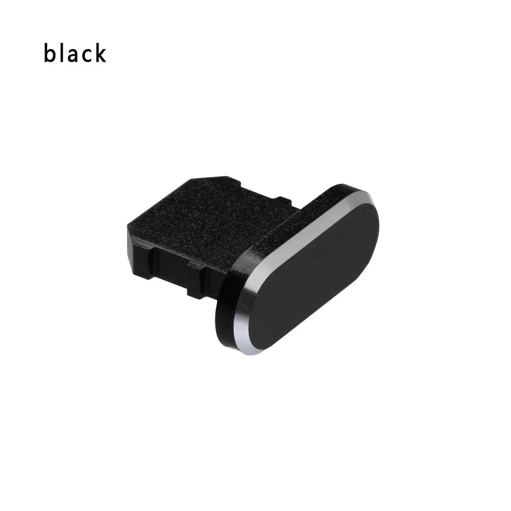Aluminium alloy mobile phone charging port dust plug for iPhones, shown in rose gold colour.