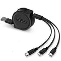3 in 1 telescopic charging cable extended to 120cm with titanium connectors