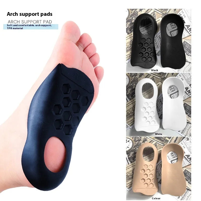 TPR varus correction arch support insoles in white, black and skin colour for sizes 35-45