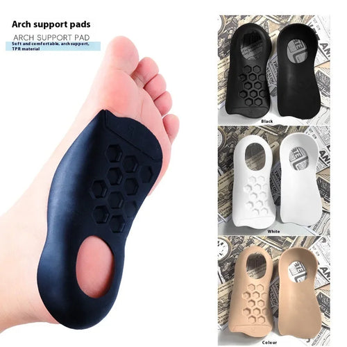 TPR varus correction arch support insoles in white, black and skin colour for sizes 35-45